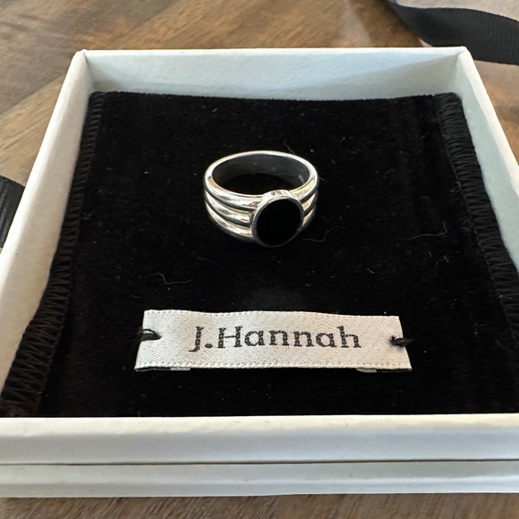 j hannah Stacked Signet - Onyx and Sterling Silver 5.5 - Picture 1 of 4